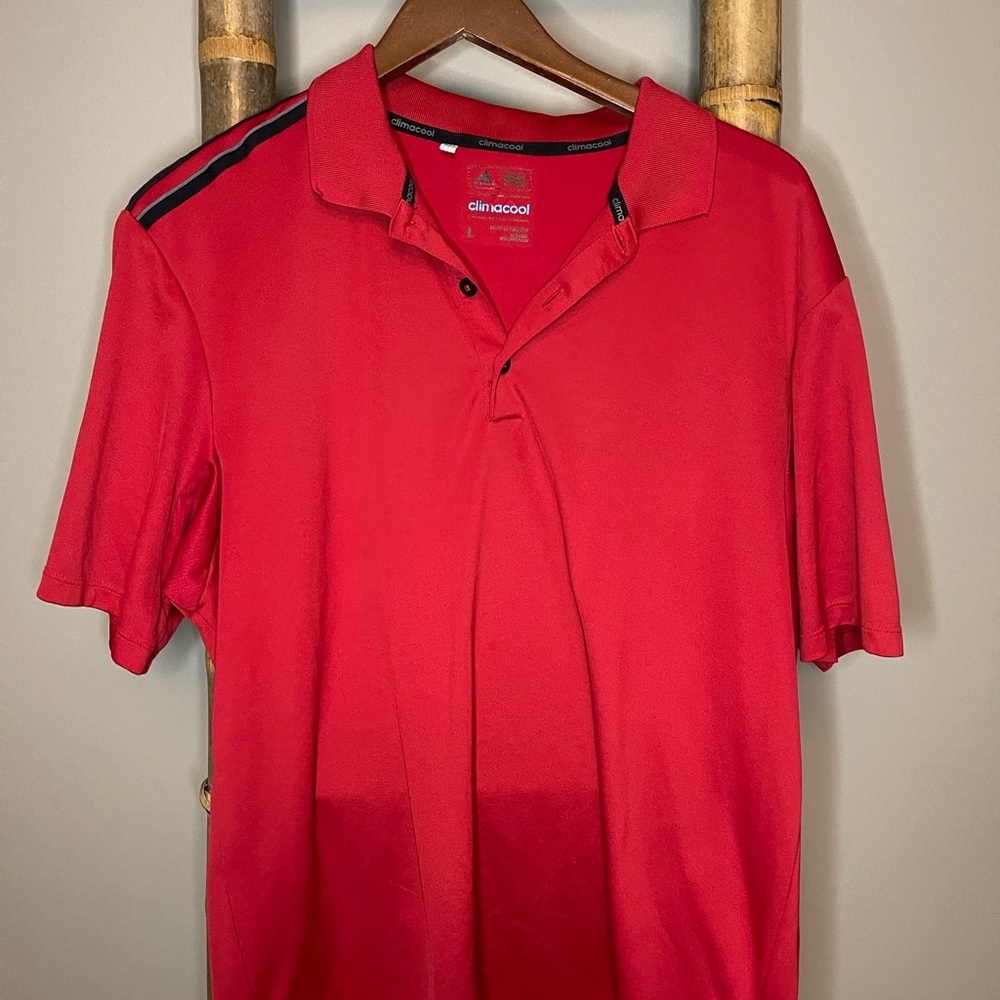Adidas Men's Polo Shirt in Vibrant Red